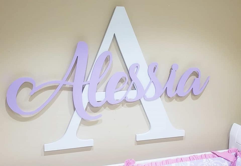 Wooden + Initial name size