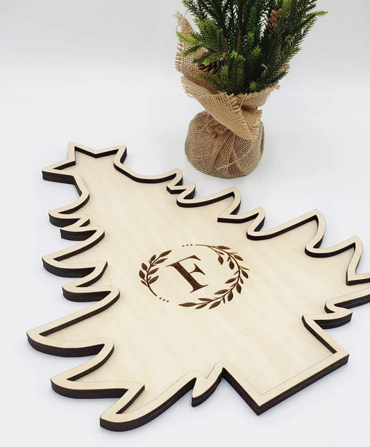Christmas tree monogram tray