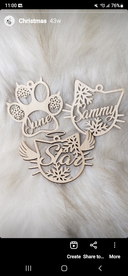 Cat Angel Christmas ornaments