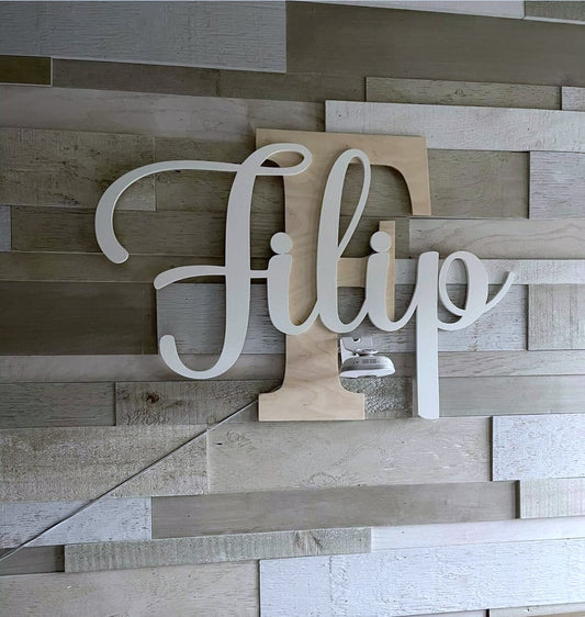 Wooden + Initial name size