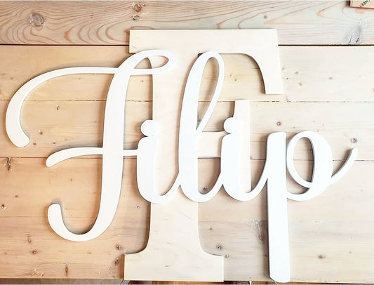 Wooden + Initial name size