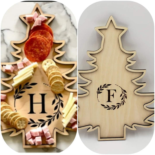 Christmas tree monogram tray