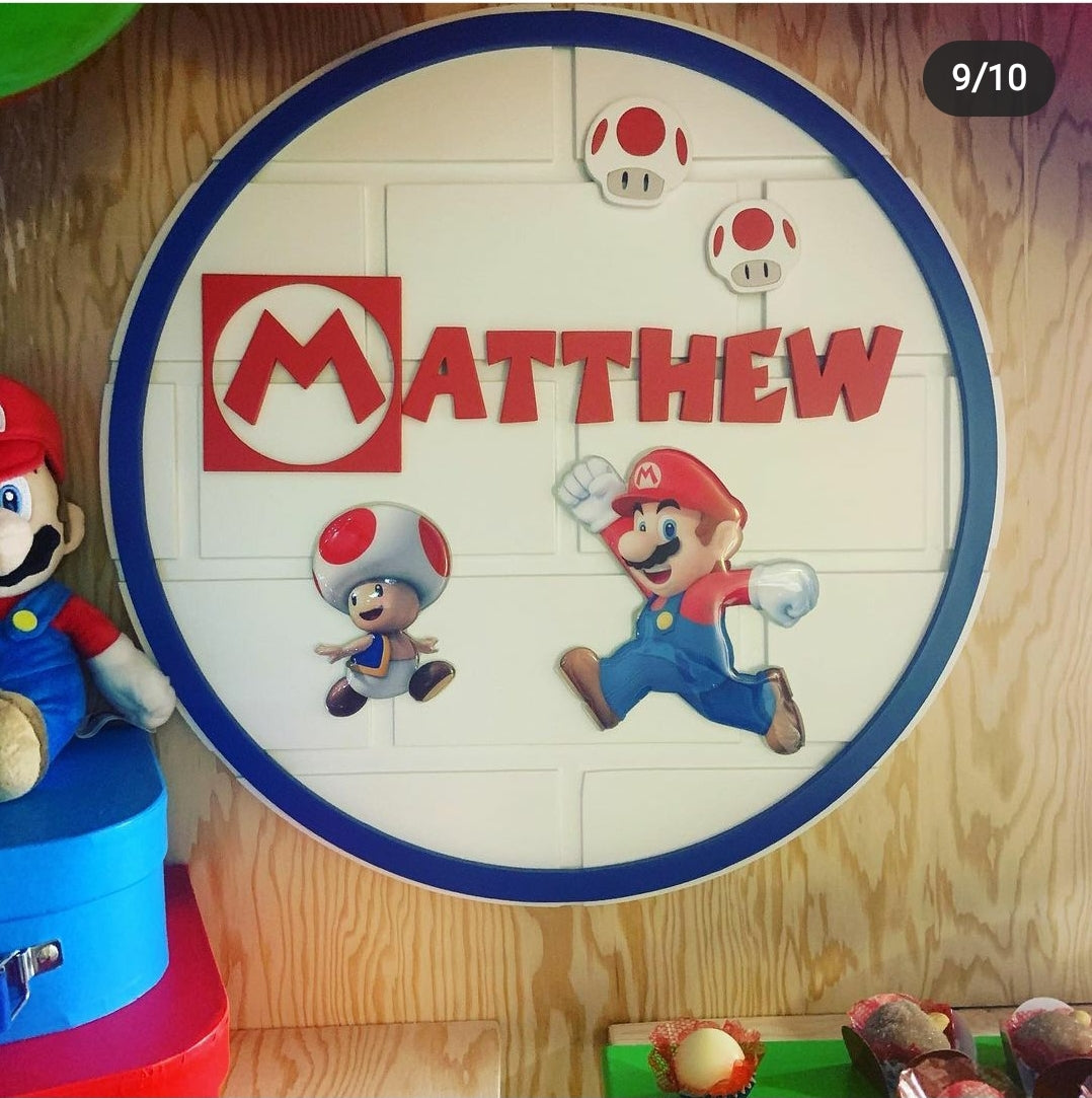 Mario Sign Texture Mario bros Wood round signs in 3d – Craftlabcanada