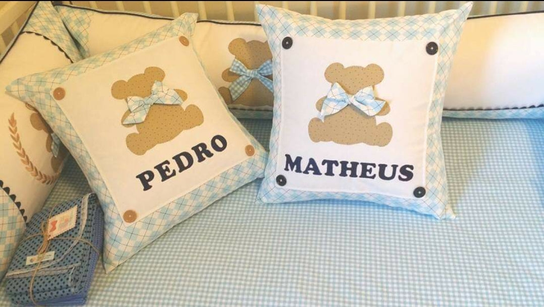 Embroidered Bear name Pillow