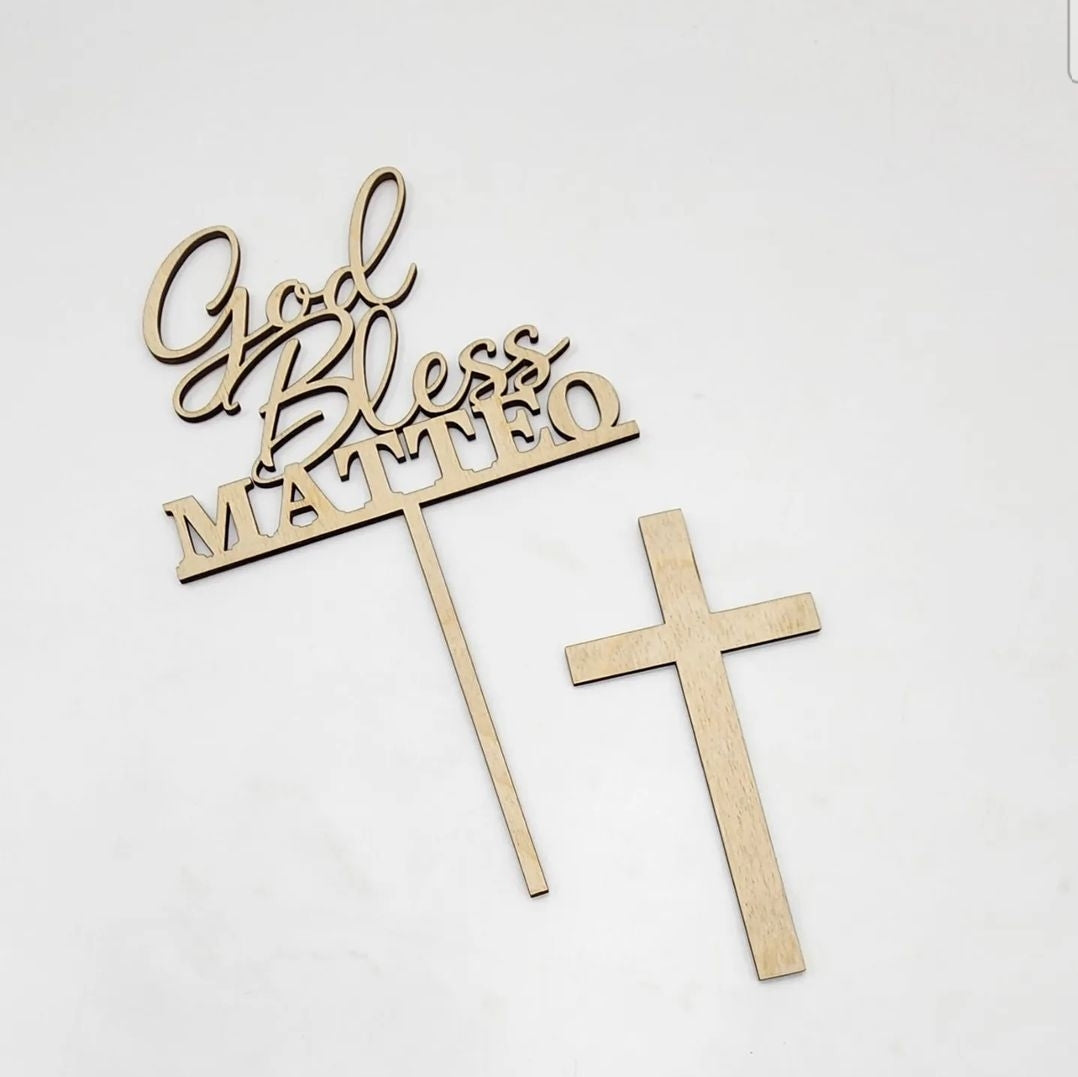 Cake topper + cross( 5" tall)