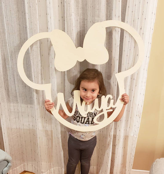 Mickey / minnie wood frame sign