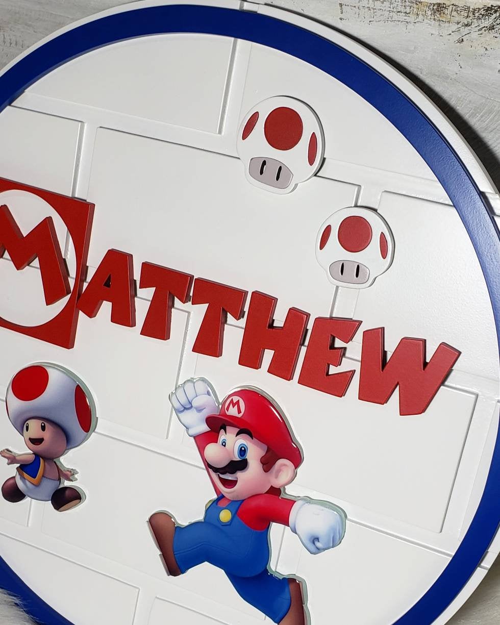 Mario Signage Mario bros Wood round signs in 3d – Craftlabcanada